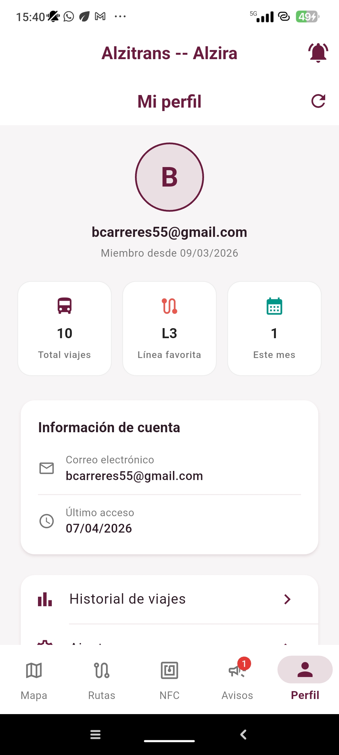 Perfil y favoritas